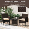 PE Rattan Wicker Chairs 3 Pieces Patio Furniture Set-Beige