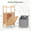 Tilt out Laundry Hamper Bamboo Laundry Cabinet w/Storage Shelves-Natural