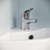 Small Quarter Corner Basin Sink Wall Mounted with Mono Mixer Tap | Tulla
