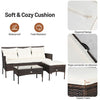 3 PCS Outdoor Conversation Furniture Set PE Rattan Patio Table Sofa Ottoman Set