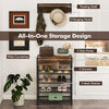 Shoe Storage Organizer 5-Tier Shoe Rack with Hooks & Drawers-Brown