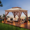 Pop Up Gazebo With Mesh Sides Garden Marquee Camping Tent Canopy 3.3x3.3M Khaki