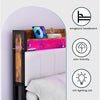 Double Size Bed Frame Metal Bed Platform LED Lights Headboard & 4 Storage Drawer