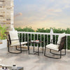 Wicker Patio Furniture Set 3-Piece Rocking Bistro Set Porch Chair Set