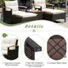 5 Piece Patio Rattan Furniture Set Wicker Lounge Chair and Ottoman Set W/ Table