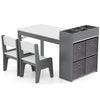 Kids Art Table&Chairs Set Wooden Kids Craft Study Desk w/Storage-Grey