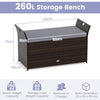 Outdoor Bench Storage Bench with Cushion & Side Handles-Grey