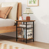 3-Tier Side Table Set of 2 Industrial End Table-Brown