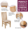 Solid Oak Dining Chairs, Wooden Kitchen Chairs Set of 2 with Beige Fabric Seat