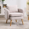 Grey Accent Armchair Chenille Lounge Chair with Wood Legs for Living Room