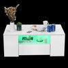 Coffee Table with LED Square High Gloss White Storage Tea Table for Living Room