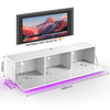 High Gloss White Floating TV Unit Cabinet Wall Mounted TV Stand with LED Lights