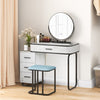 Dressing Table Vanity Set w/LED Light & 3-Drawer Chest Storage Shelves White