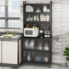 Kitchen Freestanding Bakers Rack Buffet Cabinet with Storage-Black