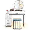 Dressing Table Vanity Set w/LED Light & 3-Drawer Chest Storage Shelves White