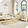 Coffee Table Metal Frame Modern Marble Table Top for Home Living Room White