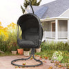 Hanging Egg Chair Swing Hammock Chair with Stand Cushion Retractable Canopy Grey