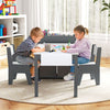 Kids Art Table&Chairs Set Wooden Kids Craft Study Desk w/Storage-Grey