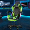 Gaming Chair with Bluetooth Speakers RGB LED Lights & Reclining Footrest Green