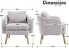 Grey Accent Armchair Chenille Lounge Chair with Wood Legs for Living Room