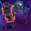 Gaming Chair with Bluetooth Speakers RGB LED Lights & Reclining Footrest Eyqqblb
