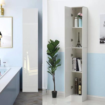 190cm High Gloss Slimline Bathroom Tallboy Free Standing Cabinet Tall Storage