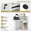 Reception Desk Front Counter Desk w/ Lockable Drawer & Adjustable Shelf-White