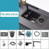 Black Hidden Handmade Kitchen Sink Stainless w/Glass Rinser Single Bowl