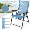 Set of 2 Patio Outdoor Portable Sling Back Chairs Folding Dining Chairs Blue