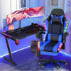 Blue Reclining Gaming Chair with Footrest & Bluetooth Speakers & RGB LED Yludier