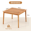 Wooden Square Table Outdoor Acacia Wood Dining Table for 4 People-Natural