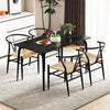Wishbone Dining Chair Set of 2 Modern Weave Armchairs-Black+Natural