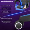 Gaming Chair with Bluetooth Speakers RGB LED Lights & Reclining Footrest Blue