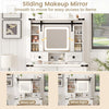 Makeup Vanity Desk and Stool Set with Drawers & Shelves-White