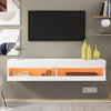 TV Stand Cabinet with LED Lights Matte Floating Wall Unit Furniture 140 cm