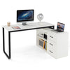 Corner Executive Desk w/3 Drawers & 3 Storage Shelves-White