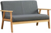 2 Seater Wooden Sofa Armchair with Sturdy Wood Frame Linen Fabric Small Couch