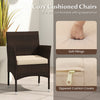 PE Rattan Wicker Chairs 3 Pieces Patio Furniture Set-Beige