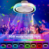 RGB LED Ceiling Fan With Lights Smart Remote Control APP Control Timing Dimmable