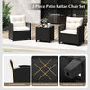 3 Piece Patio Furniture Set Rattan Conversation Set w/ Soft Seat-White