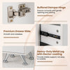 Manicure Table Nail Desk Nail Tech Table Station with 8 Metal Legs-White