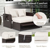 Patio Rattan Daybed Set Wicker Loveseat Sofa w/ Footstool-White