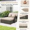Patio Rattan Daybed Set w/Footstool & Storage-Brown