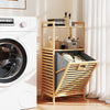 Tilt out Laundry Hamper Bamboo Laundry Cabinet w/Storage Shelves-Natural