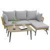 Outdoor Wicker Furniture Set 3-Piece L-Shaped Patio Sofa-Grey