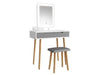 Modern Dressing Table Set with Light Mirror Stool Makeup Desk with Drawer Grey