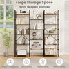 Heavy-duty Metal Frame Bookcases w/ 14 Open Shelves-Brown