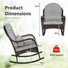 Patio Rattan Rocker w/ Seat Back Cushions & Waist Pillow Grey