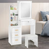 White Large Dressing Table Set LED Lights Mirror Makeup Stool with PU cushion