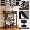 Shoe Storage Organizer 5-Tier Shoe Rack with Hooks & Drawers-Brown